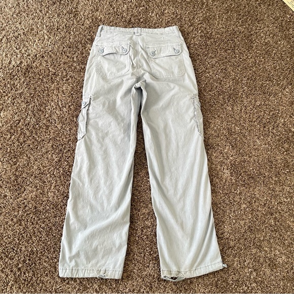 American Eagle AE Stretch Cargo Pants Light Gray Size 2 Straight Leg Y2K - Picture 2 of 12